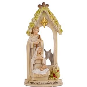 Holy Family Crib - 7.5" Table Top | Handcrafted Christian Religious Articles