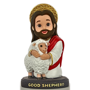 Kids Good Shepherd with sheep - 4" Statue | Handcrafted Christian Religious Articles