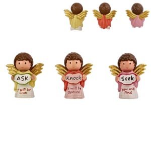 Ask Seek Knock angels - 4" Table Top | Handcrafted Christian Religious Articles