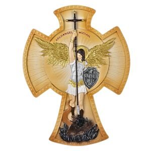 St. Michael with Cross - 6" Wall hanging, Decor | Handcrafted Christian Religious Articles