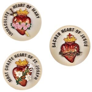 Sacred, Immaculate, Chaste Hearts - 5" Table Top | Handcrafted Christian Religious Articles