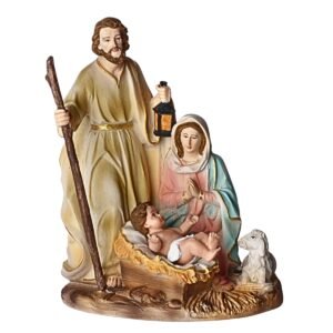Christmas Holy Family with Sheep - 8" Statue | Handcrafted Christian Religious Articles