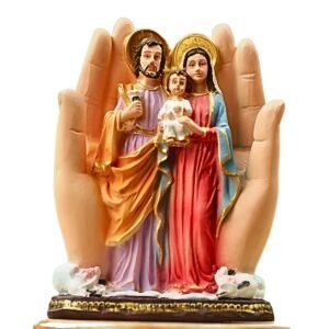 Holy Family in a Hand - 5.5" Table Top | Handcrafted Christian Religious Articles