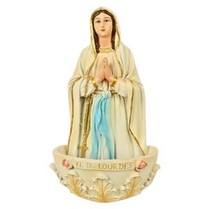 Our lady of Lourdes - 9.5" Holy Water Font ‚ Decor | Handcrafted Christian Religious Articles