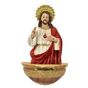 Sacred Heart of Jesus - 6.5" Holy Water Font ‚ Decor | Handcrafted Christian Religious Articles