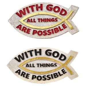 With God all things are possible - 2" Fish Table Top | Handcrafted Christian Religious Articles