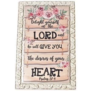 Psalms 37:4 - 5.5" Resin Frame | Handcrafted Christian Religious Articles